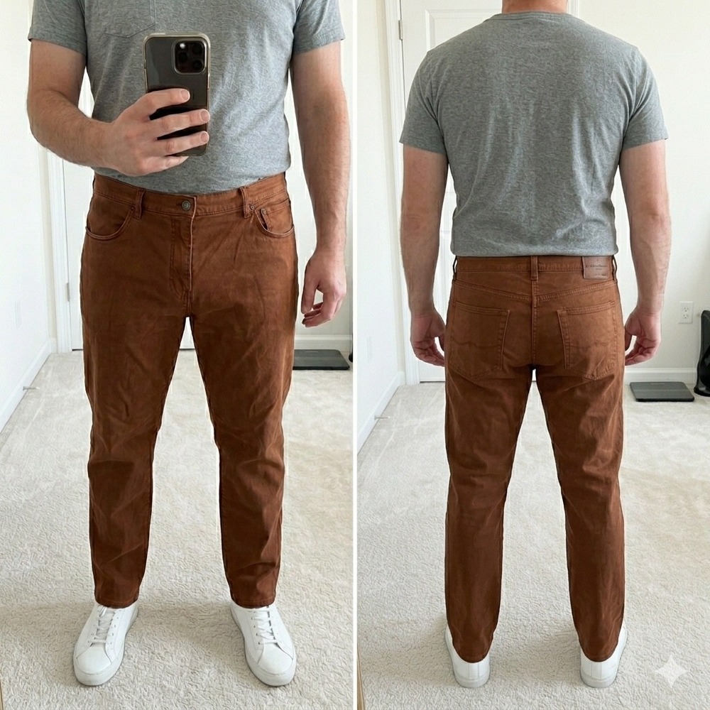 Lucky Brand 222 Taper Pants Men 40x32 Brown Rust Terracotta Cotton Stretch Jeans